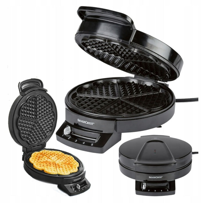 SilverCrest - Heart-Shaped Waffle Maker - Non-Stick Coating - 5 Waffles - 1200 W