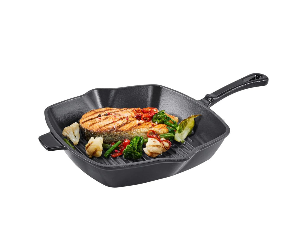 SILVERCREST® Cast iron grill pan, 24 cm - BLACK
