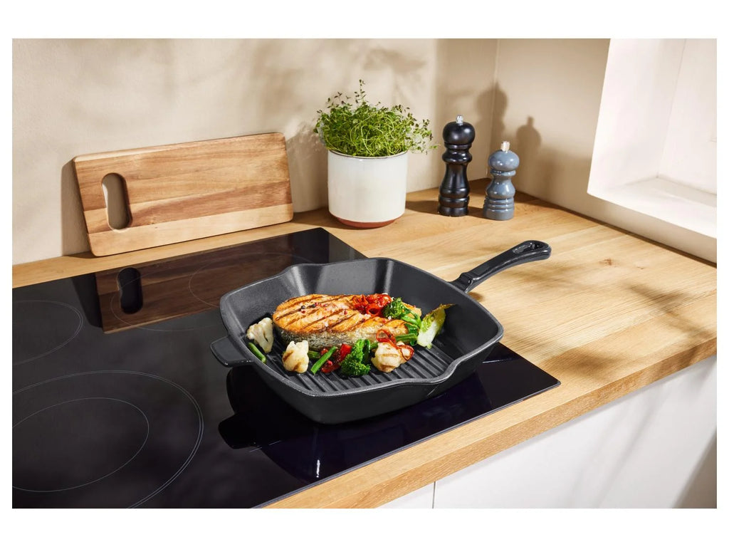 SILVERCREST® Cast iron grill pan, 24 cm - BLACK