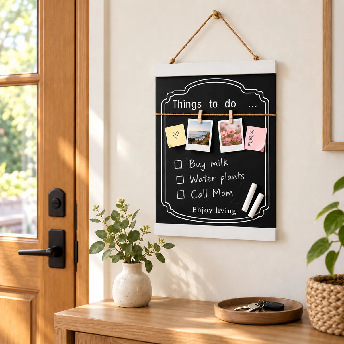 MELINERA Memo Chalkboard with Clips & Chalk