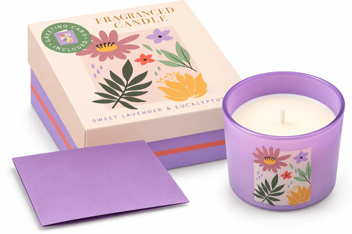 Fragranced Candle in Glass with Greeting Card – 70g