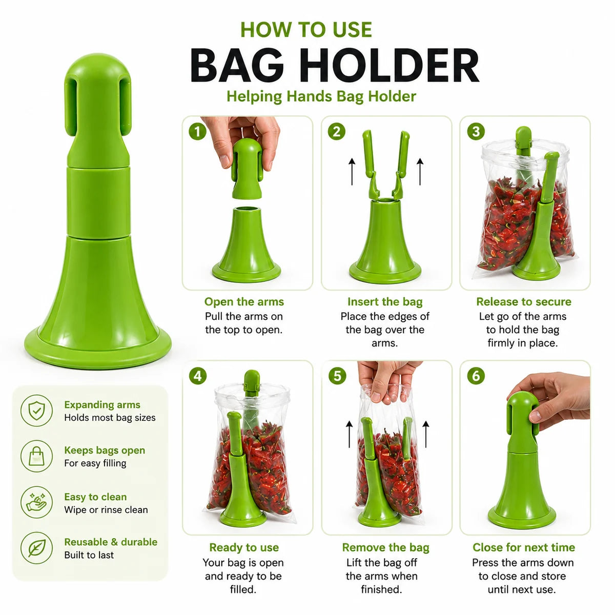 Joie Helping Hands Heavy Duty Bag Holder for Ziploc Freezer Bags