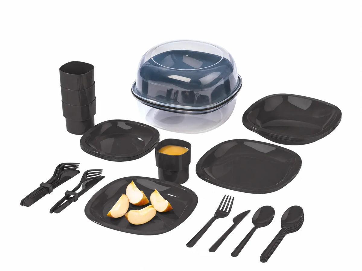 CRIVIT Camping Resusable Dinnerware Set, 32-pieces