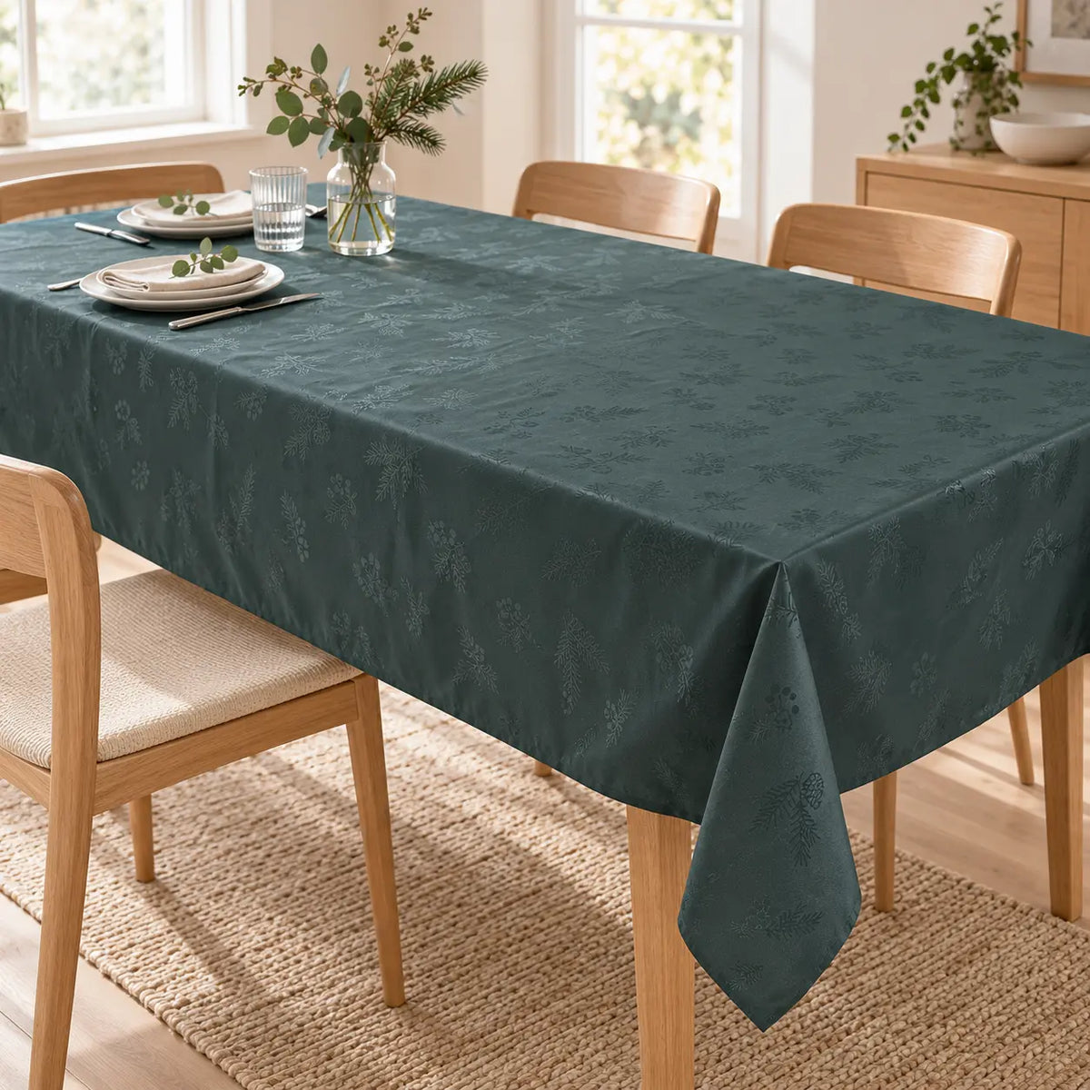 LIVARNO Water-Repellent Tablecloth – Green, 140 × 240 cm