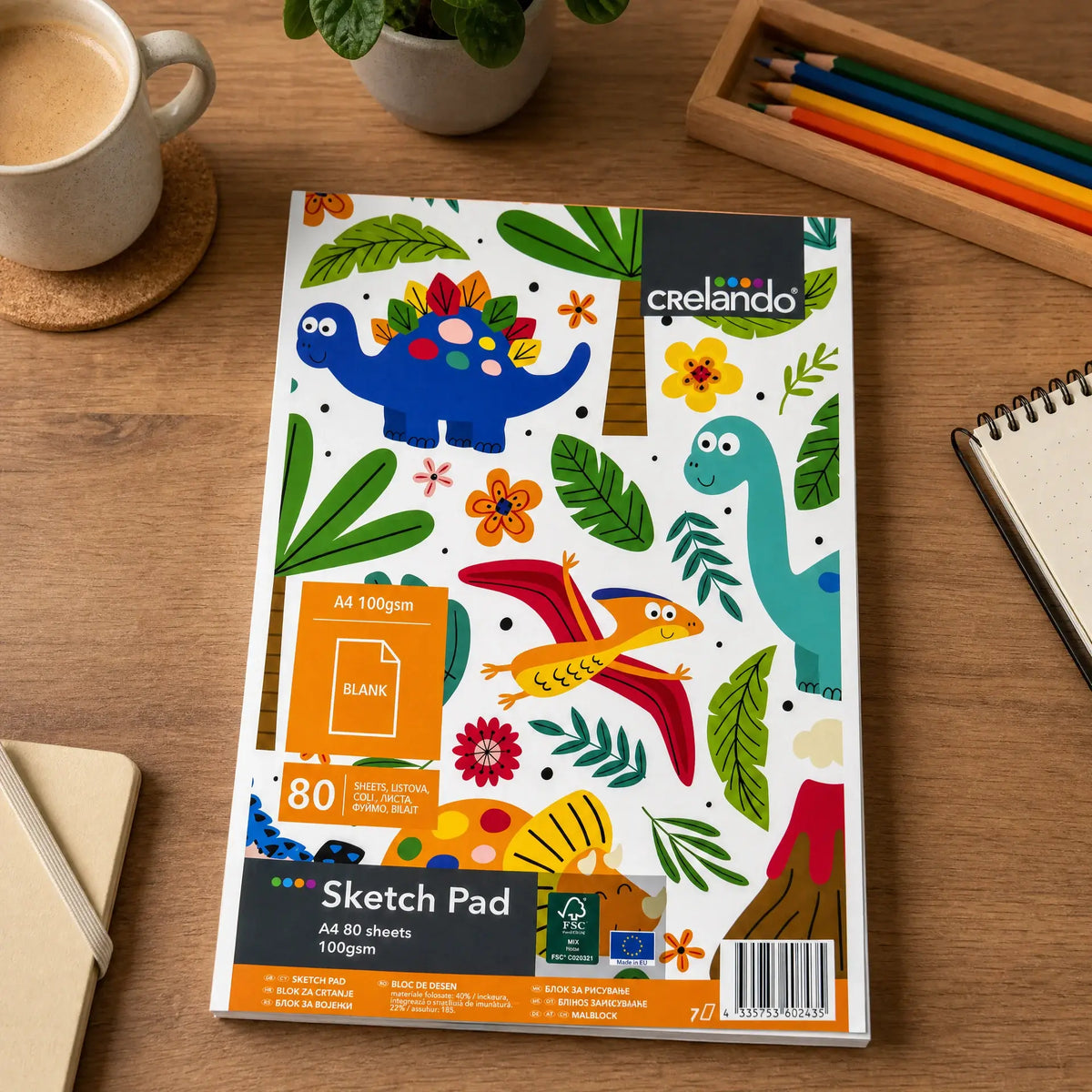 CRELANDO Drawing Pad A4 – 80 Sheets, 100 g/m² - Choose Cover