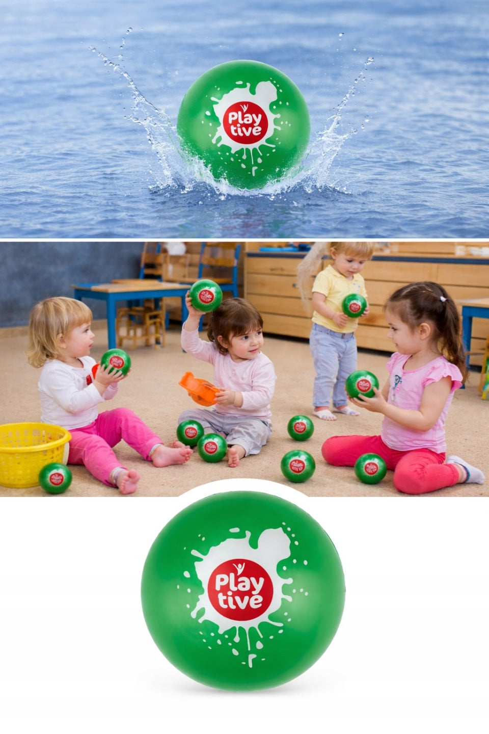 Rubber bouncing mini water ball, sensory, bouncing on water, 9 cm