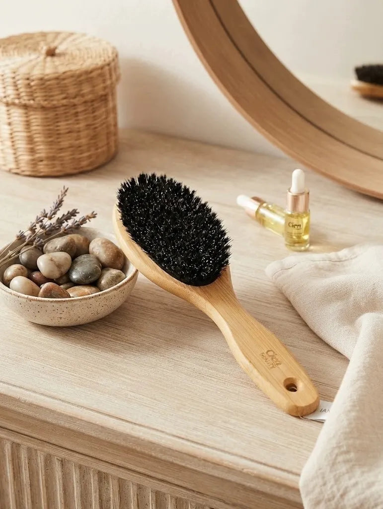 Cien Beauty Natural BAMBOO HAIR BRUSH, wooden, with boar bristles