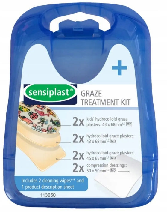 SENSIPLAST Hydrocolloid Graze Treatment & First Aid Plaster Kit – 11-Piece Set