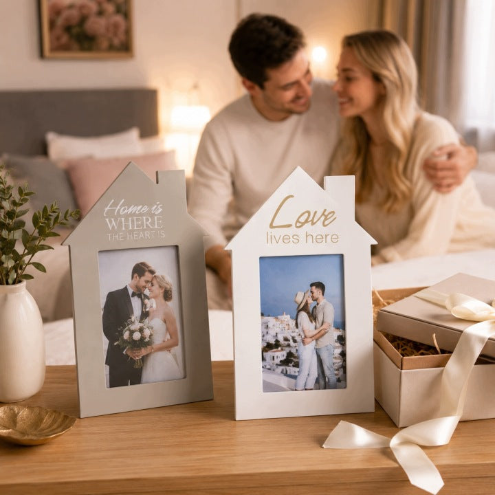 Melinera Wooden Photo Frames 10x15 cm - 2 pcs White & Beige