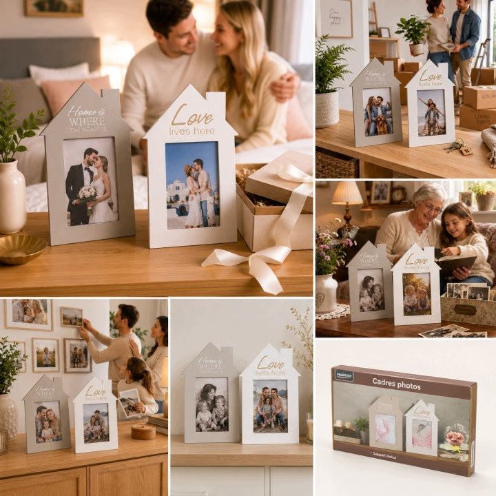 Melinera Wooden Photo Frames 10x15 cm - 2 pcs White & Beige