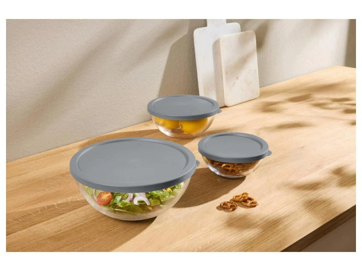 Silvercrest Set of 5 glass bowls with lids, various sizes