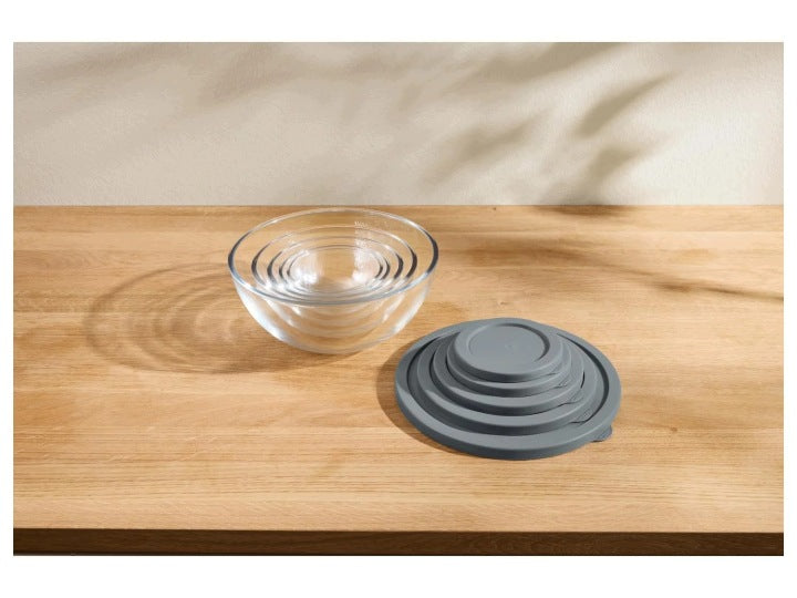 Silvercrest Set of 5 glass bowls with lids, various sizes