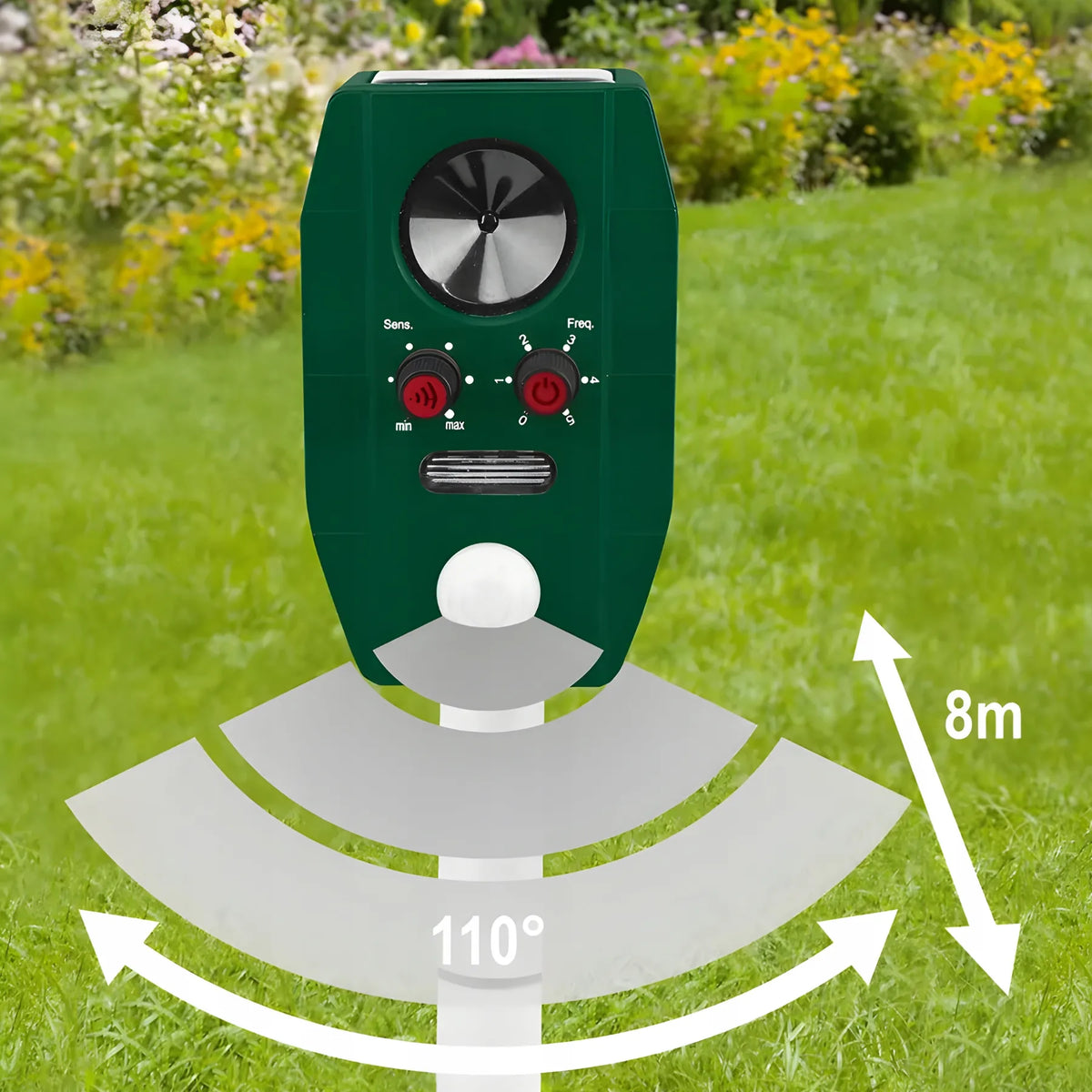 Parkside Solar Powered Animal Repeller - 8 meters range and 110° radius