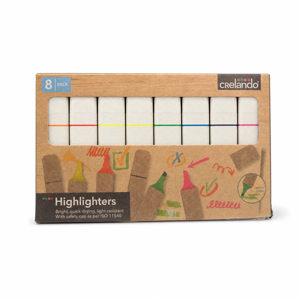 Crelando Pack of 8 Colored Highlighters