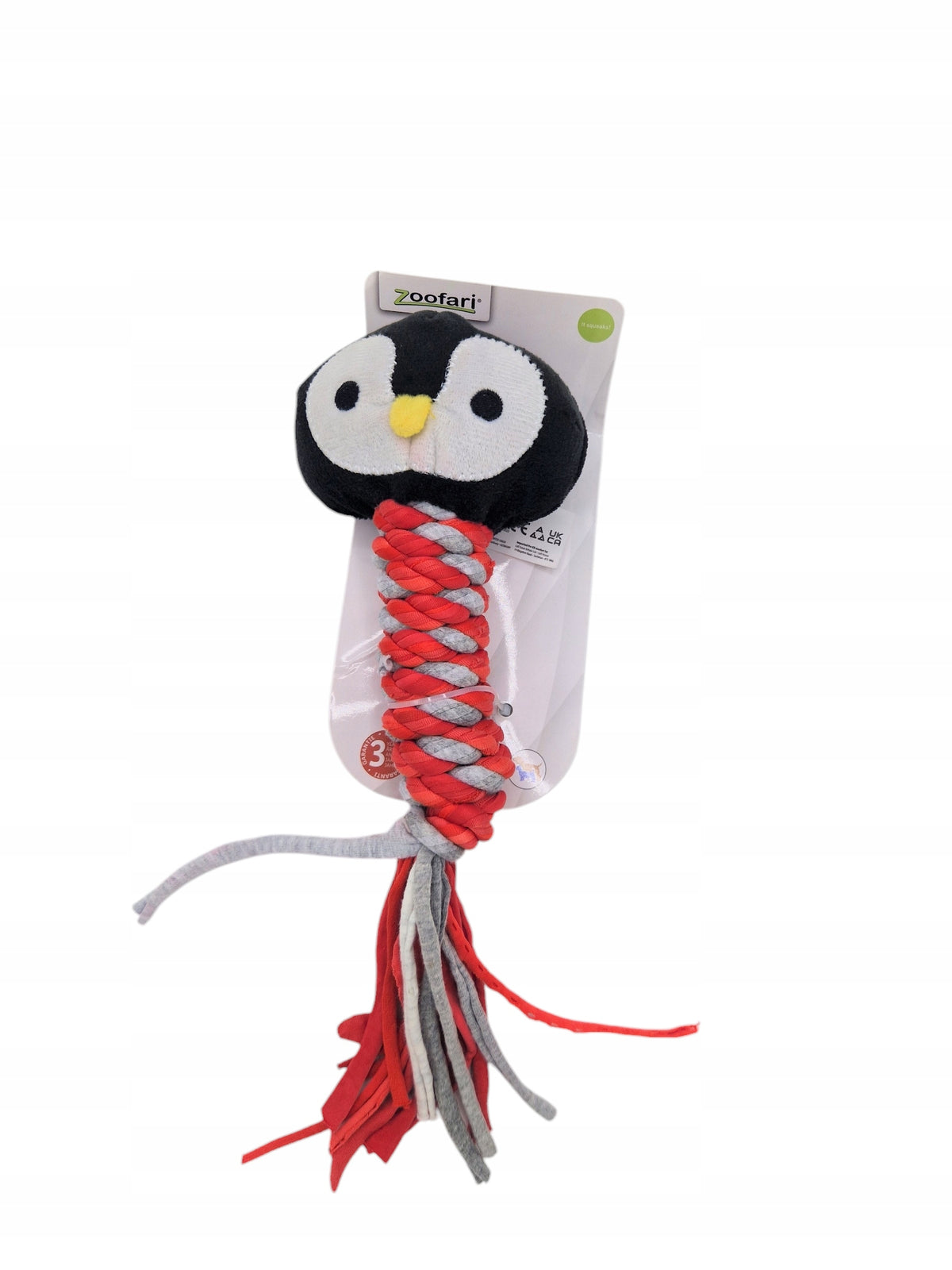 Zoofari Penguin Teether Tug Toy for Dogs with squeeker