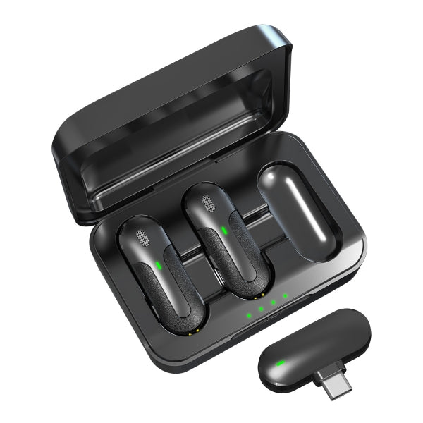 Technaxx Wireless Microphone Set TX-301 (2 mics for vloggers, social media, meetings, etc.)