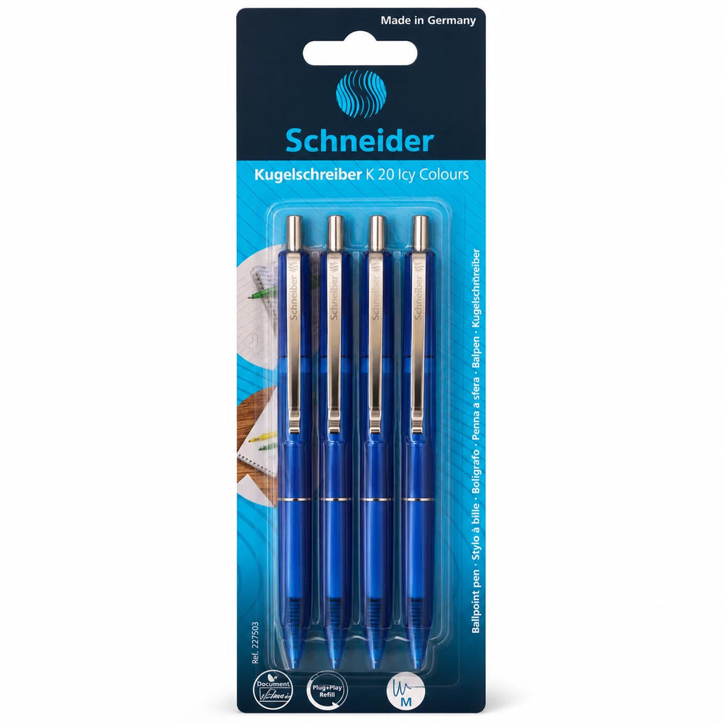 Schneider K 20 Icy Colours Ballpoint pen - blue (4 Pieces)
