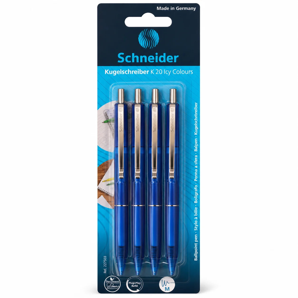 Schneider K 20 Icy Colours Ballpoint pen - blue (4 Pieces)