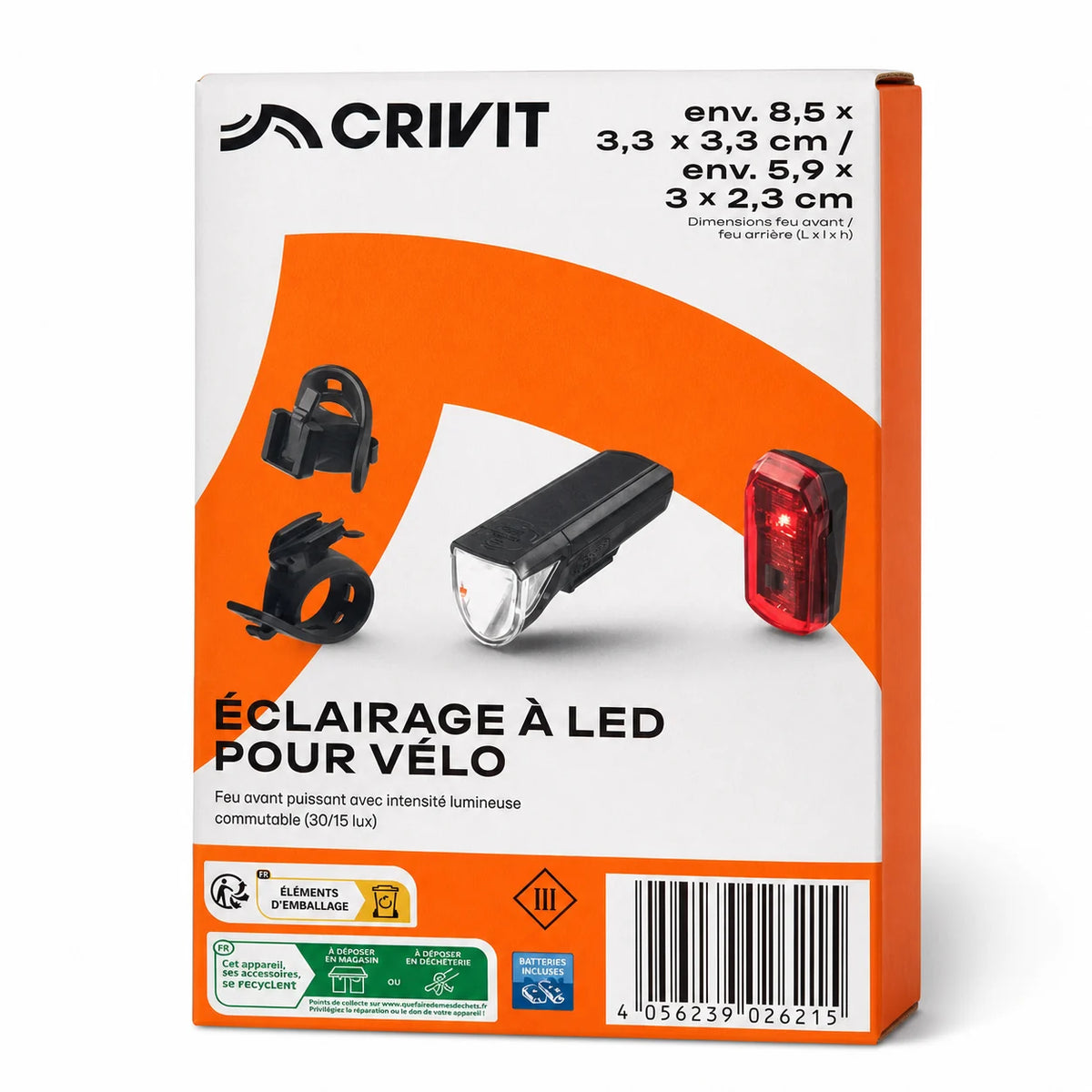 Crivit LED bike lighting kit - Batteries Included (not rechargeable)