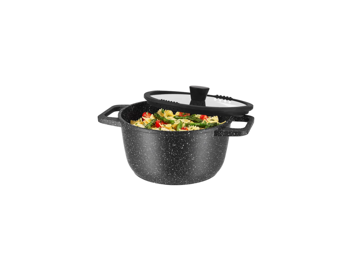 SILVERCREST® Cast aluminum saucepan, Ø 24 cm - BLACK GRANITE