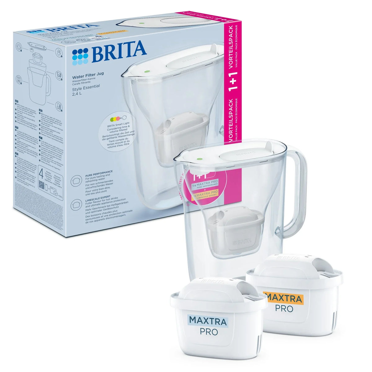 BRITA Filter jug ​​Style Essential +2 Maxtra Pro filters, 2.4 L