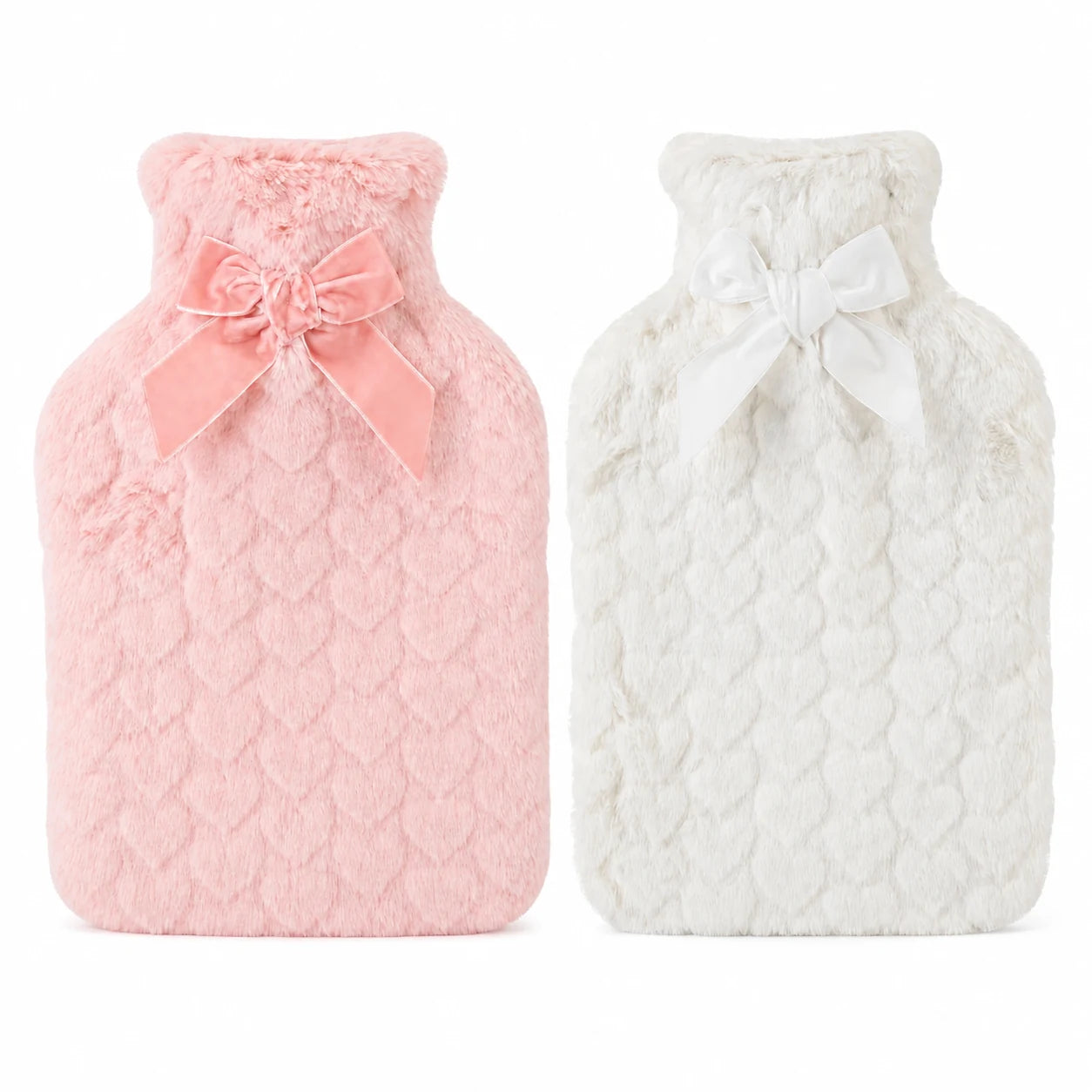 Love You More Plush Hot-Water Bottle with Satin Bow - 2 L (Choose Color)