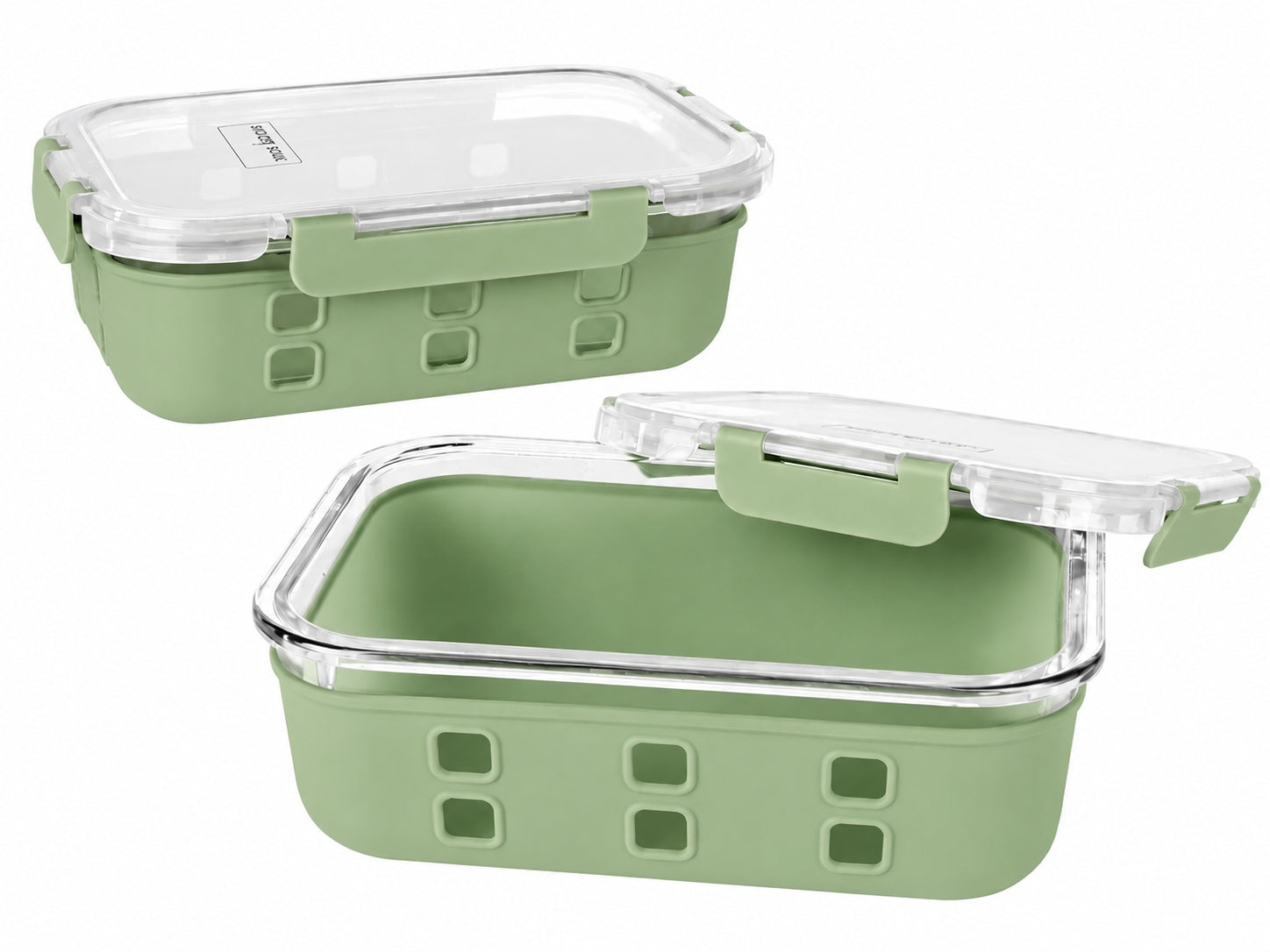 Spice & Soul Glass food containers set of 2 pcs 1.2 l with silicone cover - GREEN COLOR