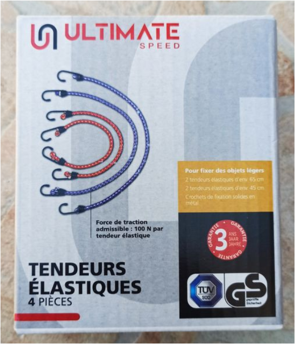 Ultimate Speed Elastic bungee cords, 65 and 45 cm, blue and red, set of 4