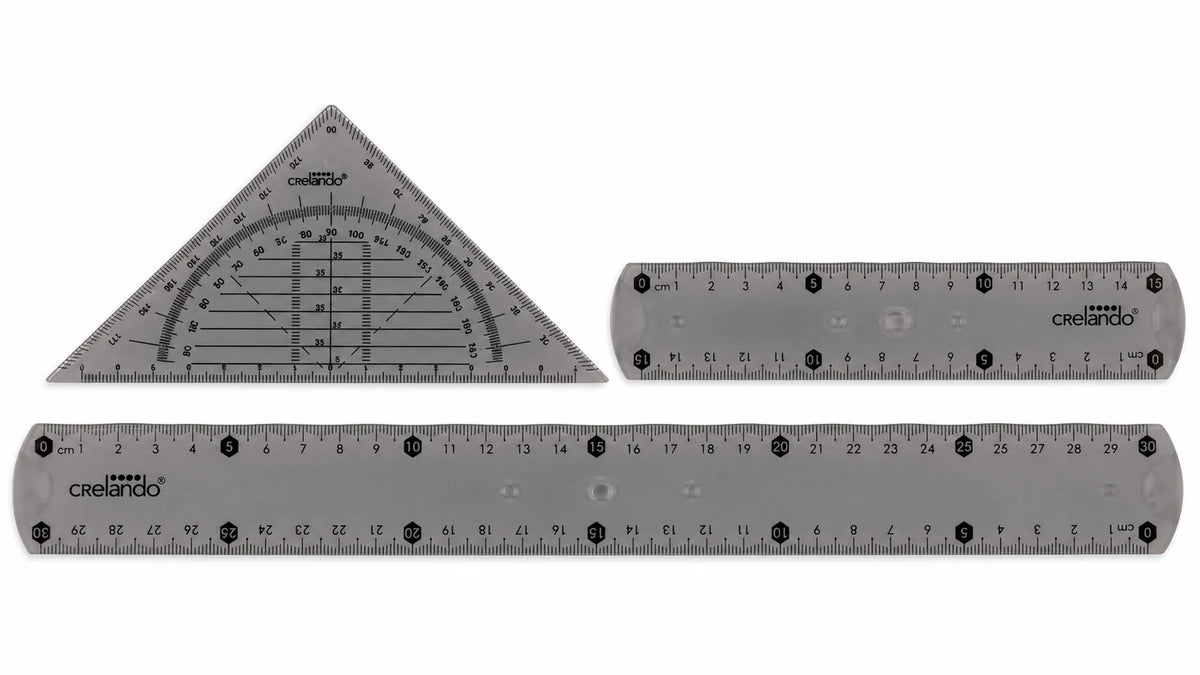 CRELANDO Geometry set, ruler, protractor, FLEXIBLE