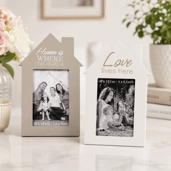 Melinera Wooden Photo Frames 10x15 cm - 2 pcs White & Beige