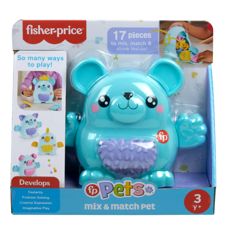 Fisher Price Mix & Match Pet Building Toy For Preschool Pretend Play, 17 Pieces