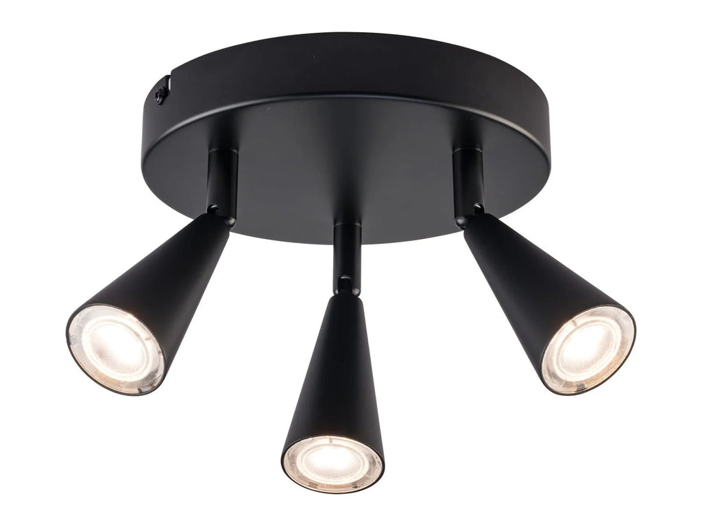LIVARNO home LED ceiling lamp, 3-bulb (black/round)