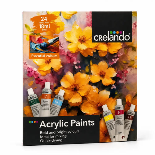 Crelando Essential Colours Acrylic Paint Set – 24 Colours × 18 ml