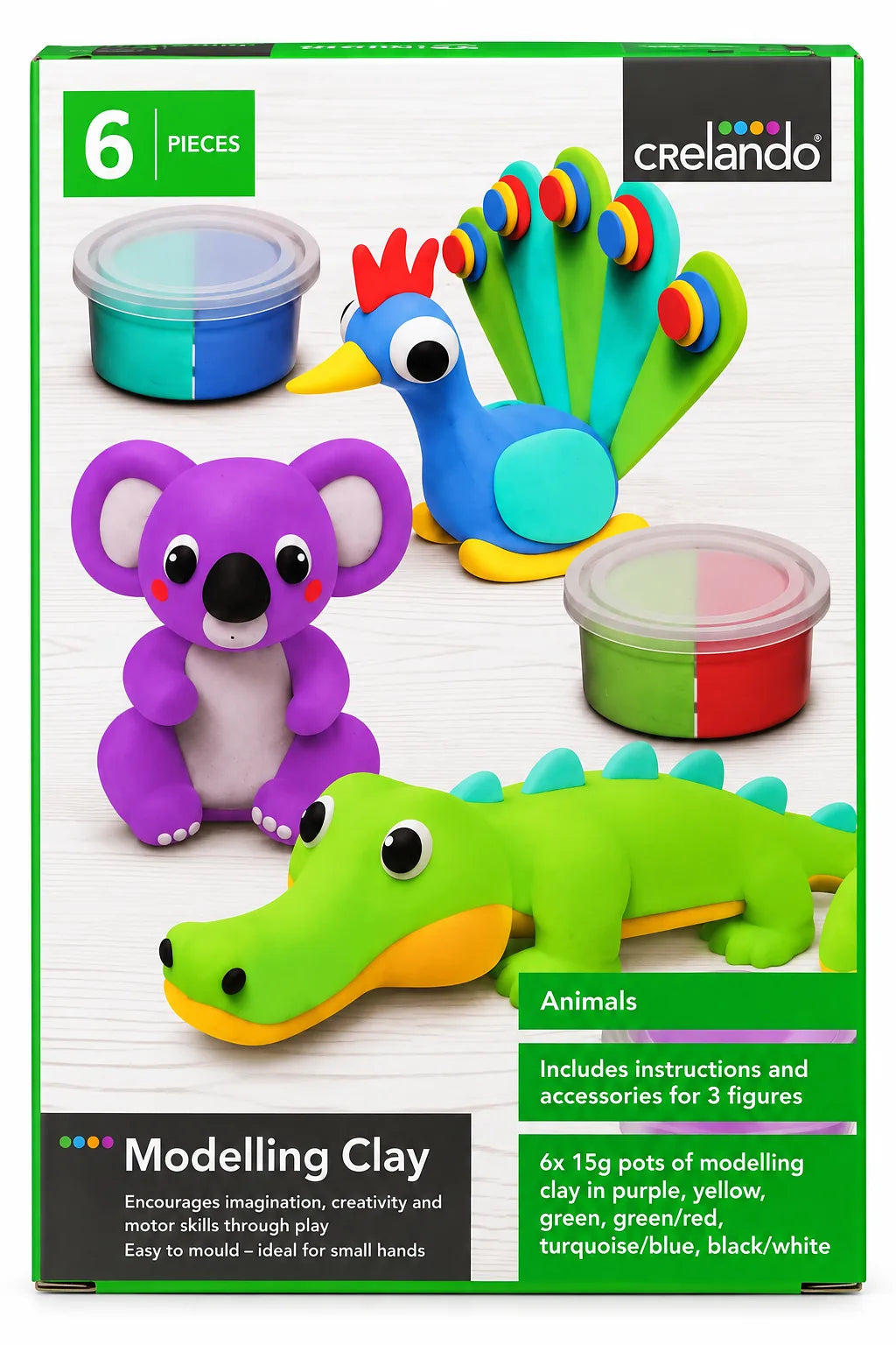 Crelando Modelling Clay Animals Set – 6 Pieces