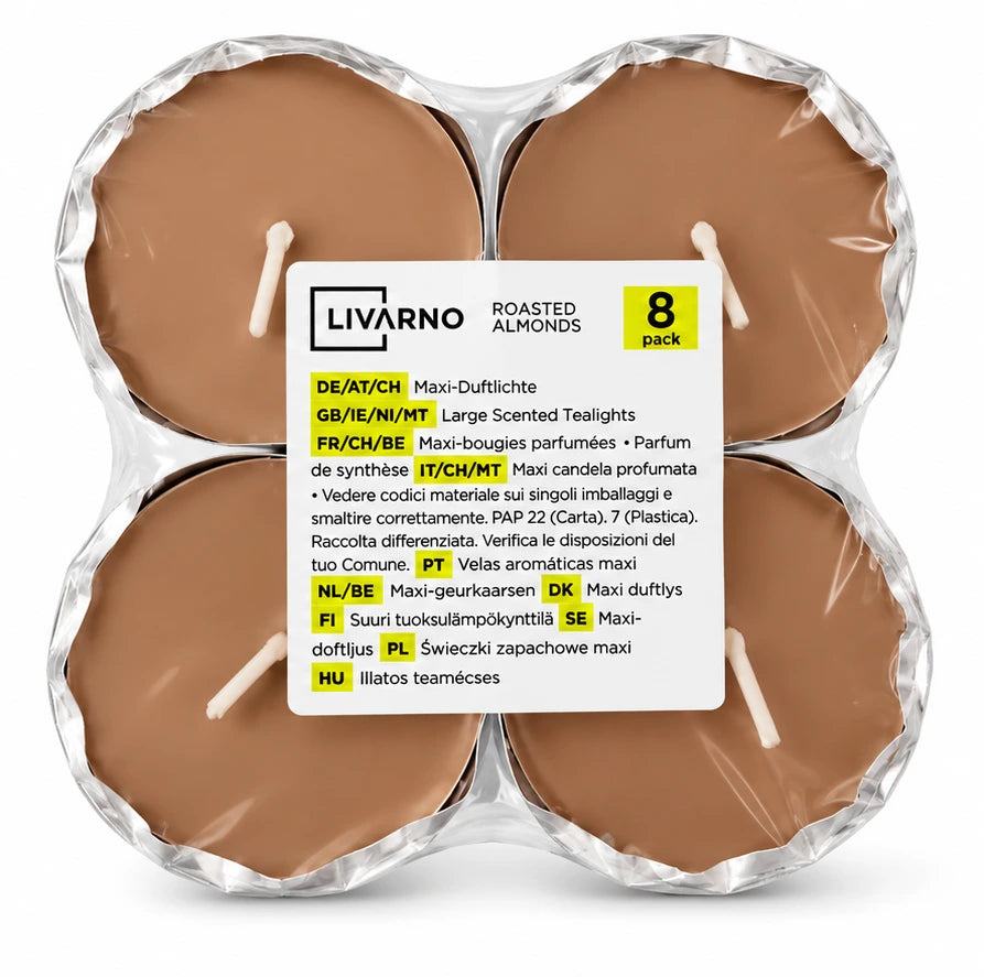 LIVARNO set of 8 scented candle tablets, Roasted Almonds