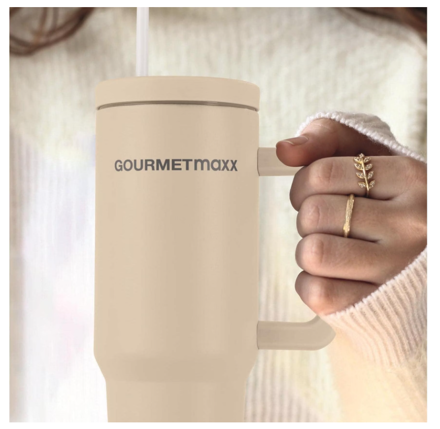 Gourmetmaxx Thermos cup 1.2 l - Beige (6 hours cold/hot)