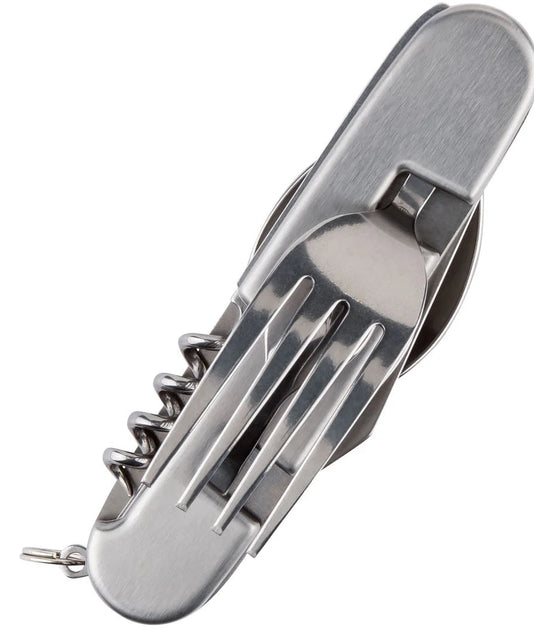 Crivit Essentials 7-in-1 Folding Camping Cutlery Set with Case