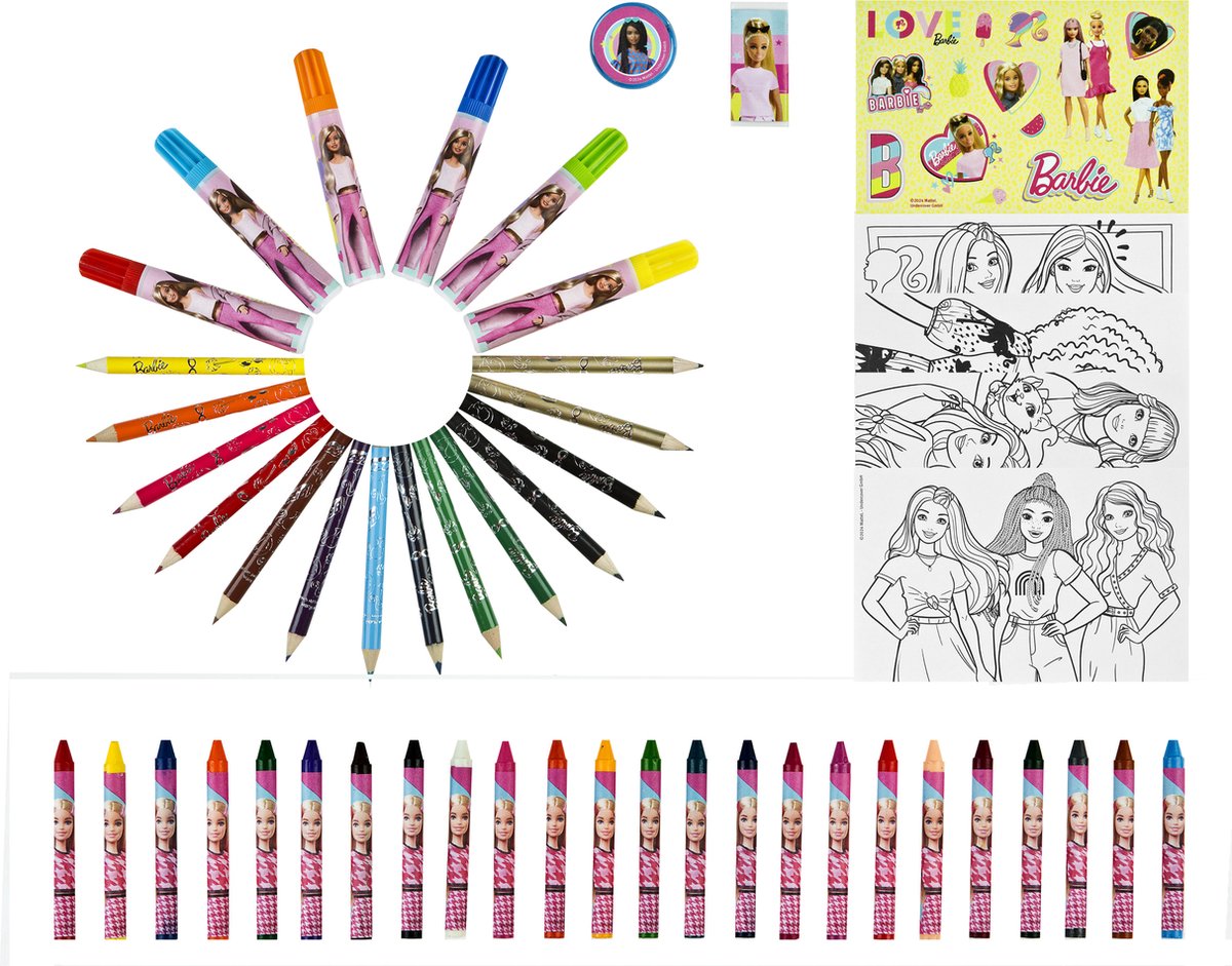 Mattel Barbie 51-piece coloring set - Blue Handle