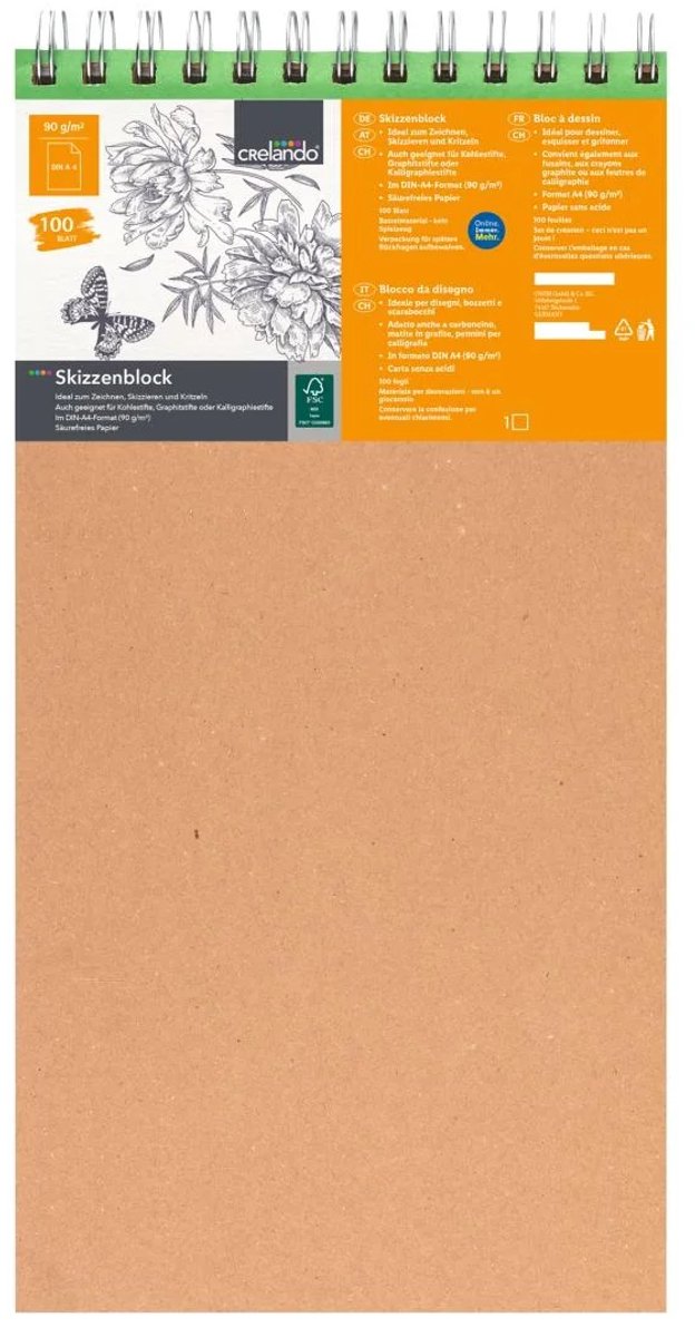 Crelando Sketch Pad A4 - 100 Sheets - 90 gsm - Acid-free paper