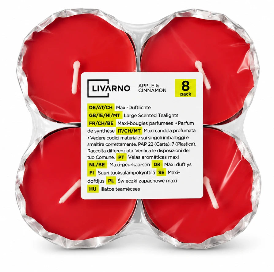 LIVARNO set of 8 scented candle tablets, apple and cinnamon