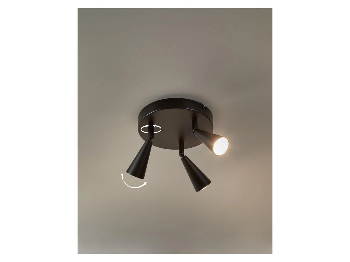 LIVARNO home LED ceiling lamp, 3-bulb (black/round)