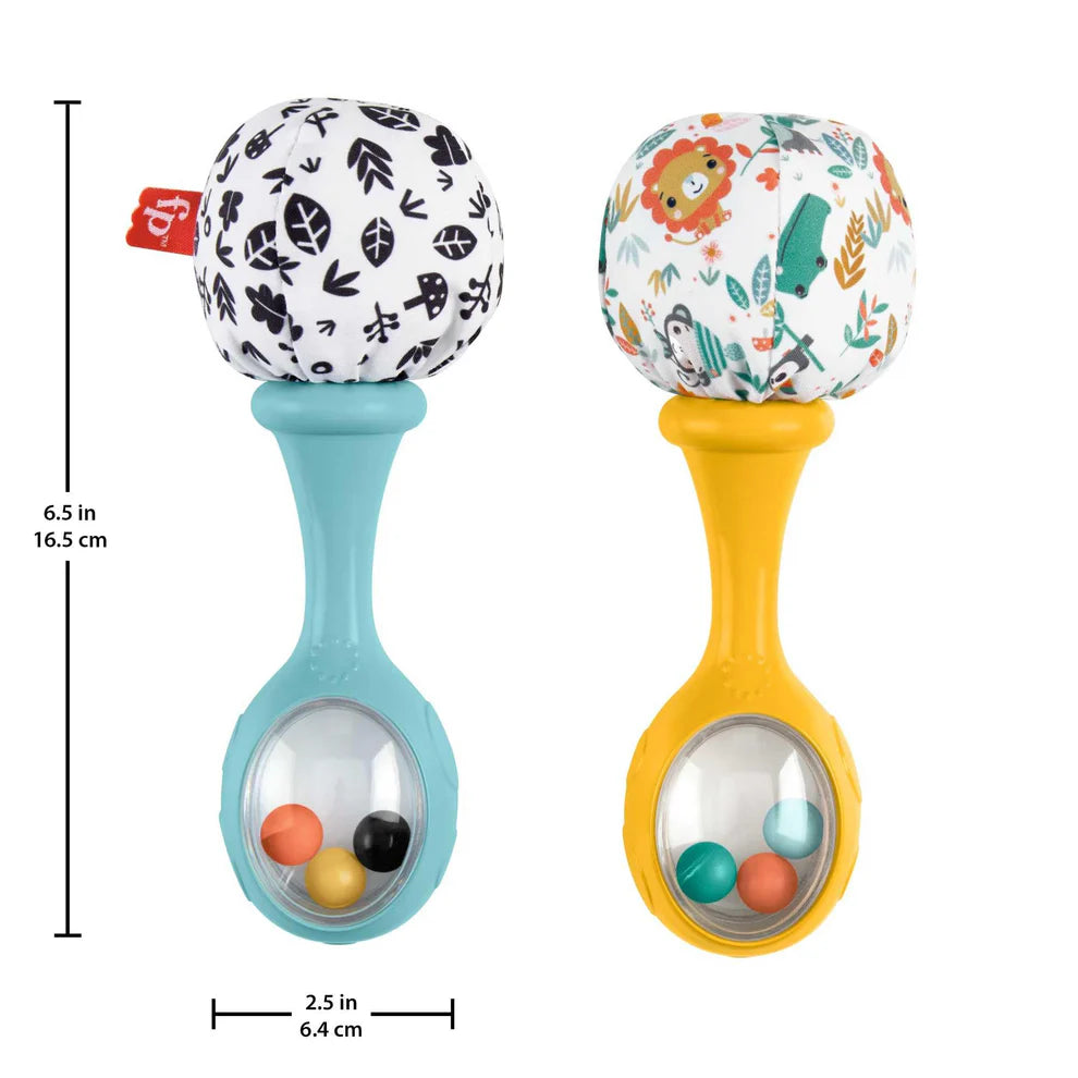 Fisher-Price Baby Rattle ‘n Rock Maracas Toys, Set Of 2 For Infants 3+ Months, High Contrast
