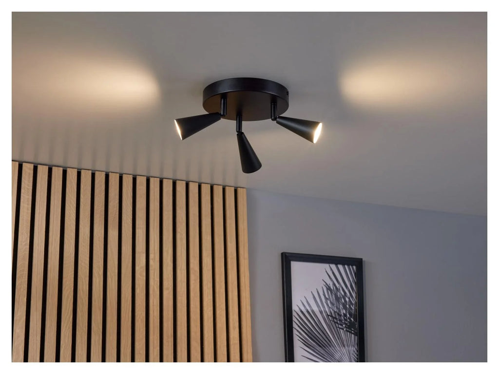 LIVARNO home LED ceiling lamp, 3-bulb (black/round)