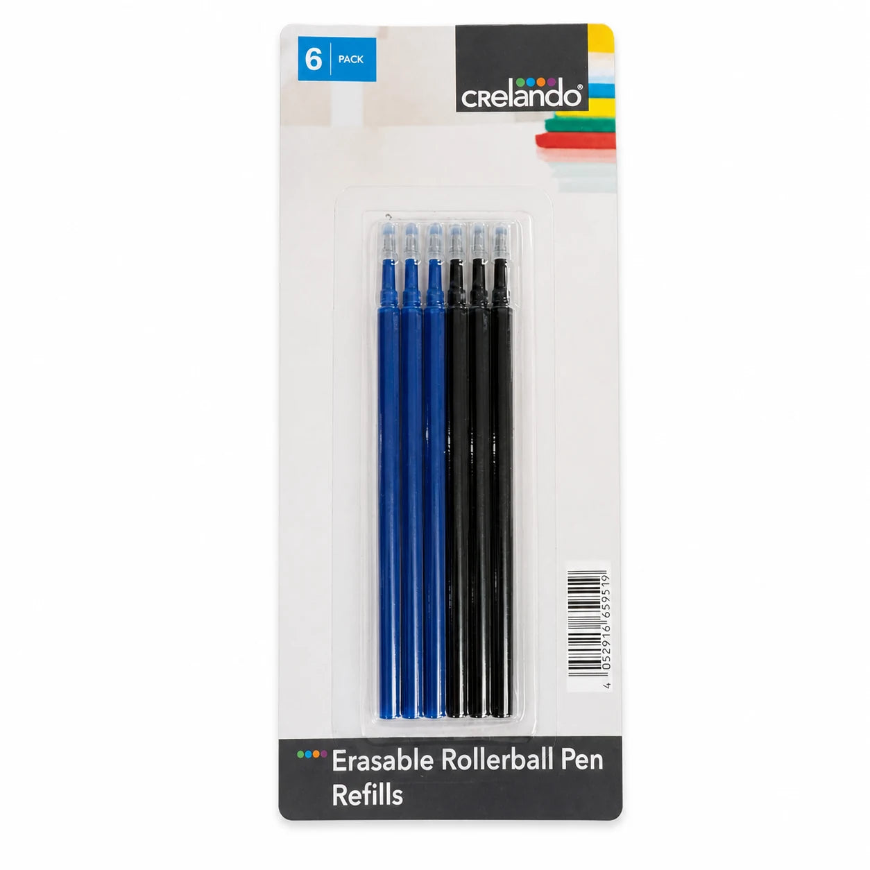 Crelando Replacement Ink Refills For Erasable Rollerball Pens (6 pieces)