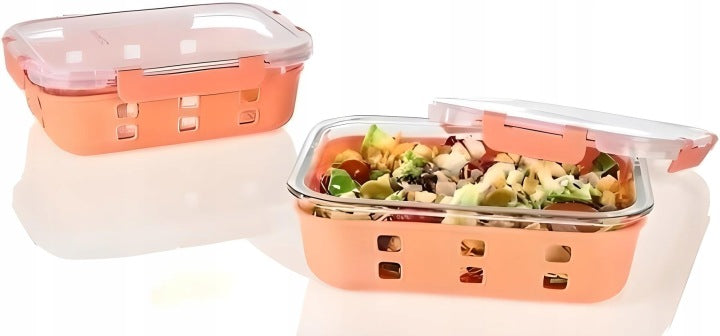 Spice & Soul Glass food containers set of 2 pcs 1.2 l with silicone cover - SALMON COLOR