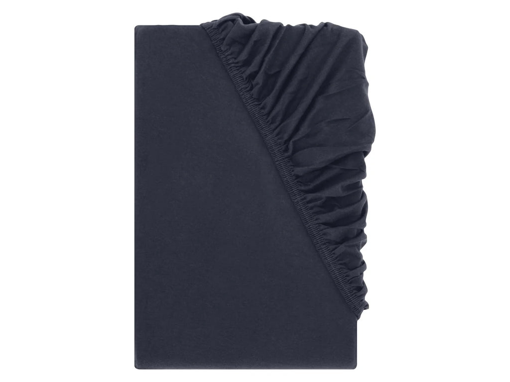 LIVARNO® Jersey fitted sheet, Dark Blue, 90-100 x 200 cm (Single)