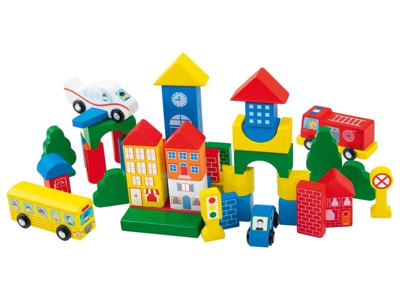 LUPILU Wooden Building blocks Set in a Bucket