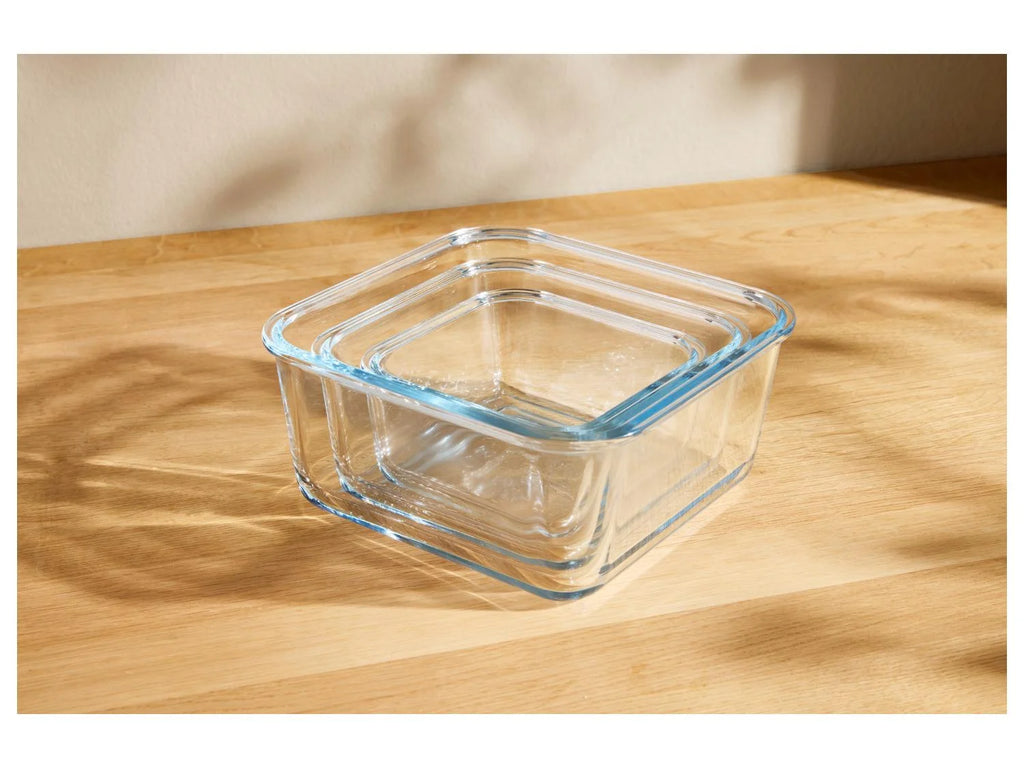 SILVERCREST® Set of 3 premium glass storage containers (squared) - 2L + 1L + 0.55 L