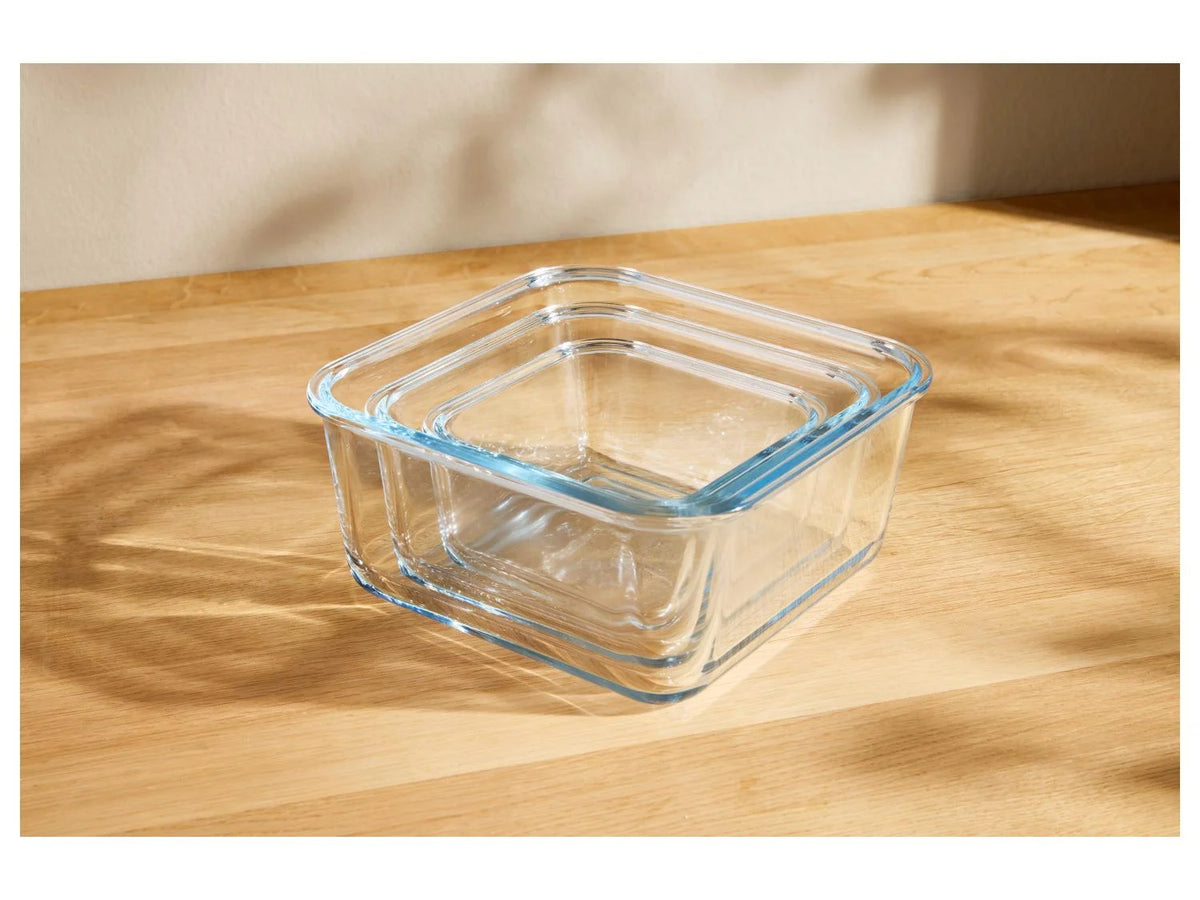 SILVERCREST® Set of 3 premium glass storage containers (squared) - 2L + 1L + 0.55 L