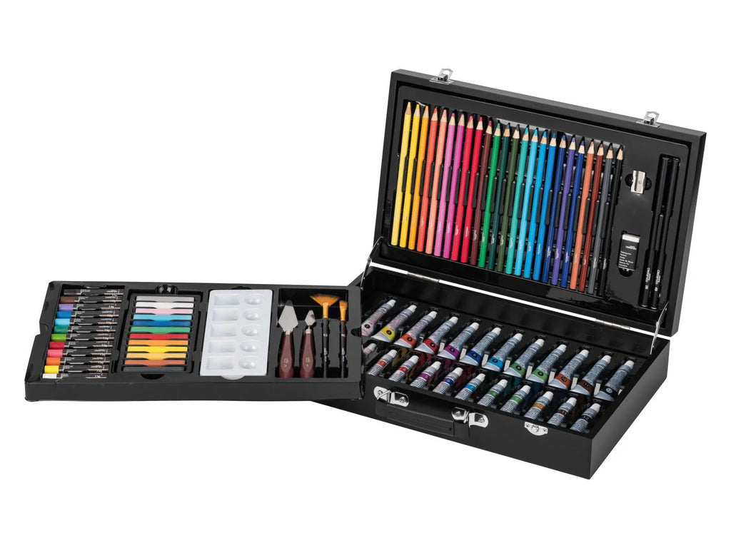 CRELANDO® Painter's Wood Suitcase Set, 81 pieces